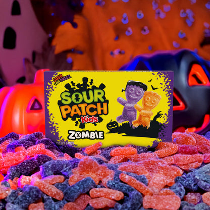 SOUR PATCH KIDS Zombie Orange & Purple Soft & Chewy Halloween Candy, Bulk Candy, 12 - 3.5 oz Trick or Treat Boxes