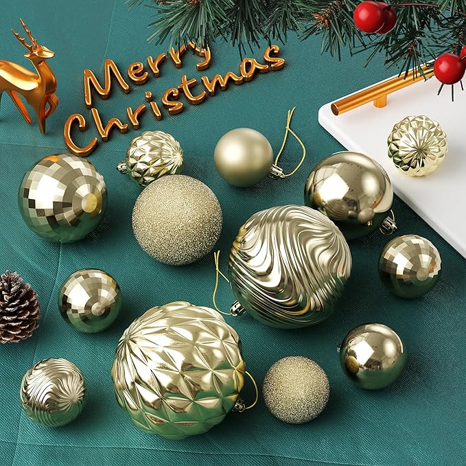 Annecy Christmas Tree Ornaments - 36 PCS Shatterproof Christmas Ball Ornaments Set for Holiday, Wreath & Party Decorations (Multi-Size, Champagne)