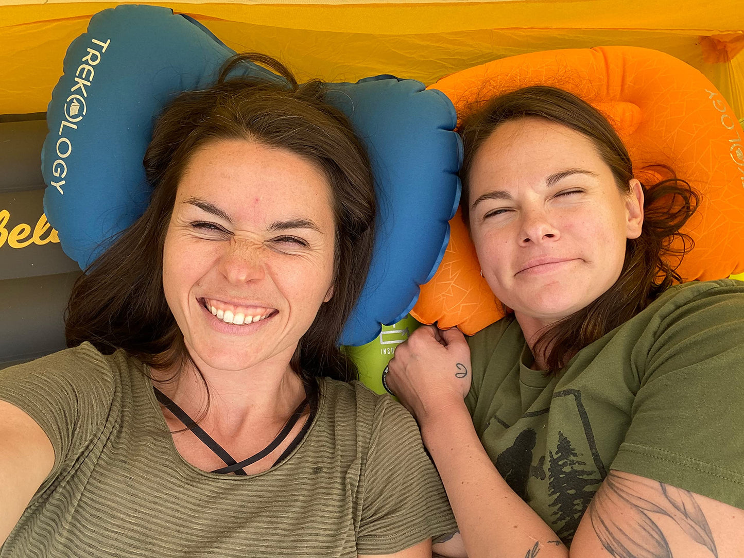 TREKOLOGY Ultralight Inflating Travel/Camping Pillows - Compressible, Compact, Inflatable, Comfortable, Ergonomic Pillow for Neck & Lumbar Support and a Good Night Sleep while Camp, Backpacking