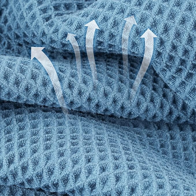 Microfiber Waffle Face Towels, 4 Pieces, Fast Drying, Lint Free 430 GSM