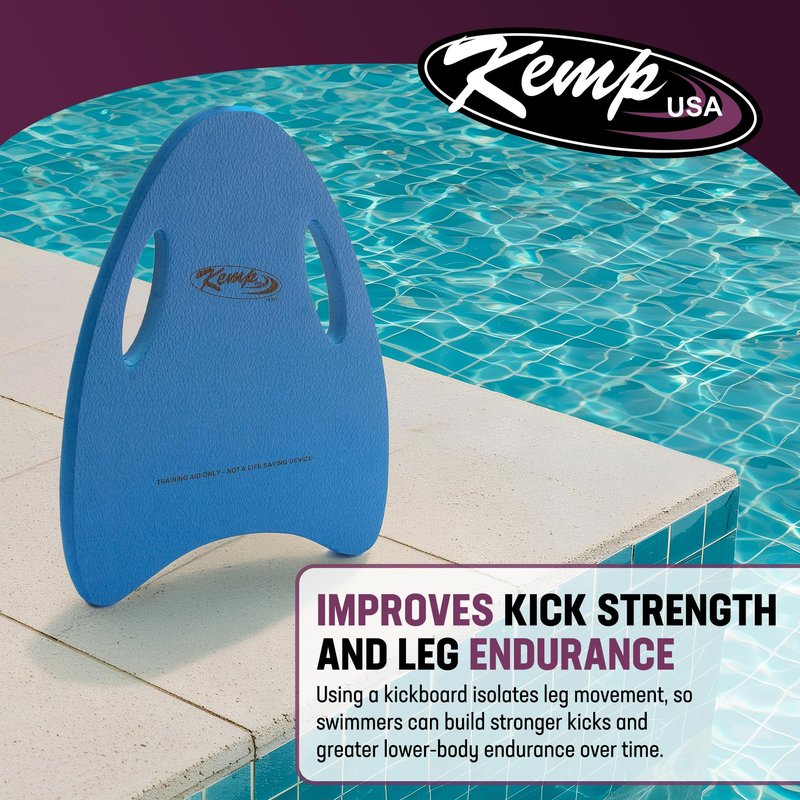 Kemp USA Contour Swim Kickboard with Handles EVA Foam Training Board Pool Swim Training Aid for Kick Drills Water Aerobics & Swim Teams 16.5 x 12.25 in Royal Blue