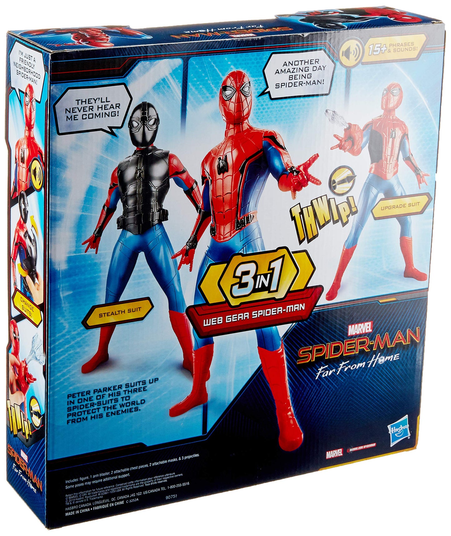 Spider-Man: Far from Home Deluxe 13-Inch-Scale Web Gear Action Figure with Sound FX, Suit Upgrades, and Web Blaster Accessory