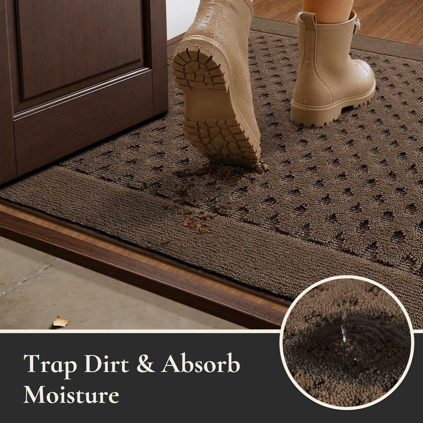 MatMaven Dirt Trapper Door Mat 36"x 60", Non-Slip Washable Doormat Entryway Rugs, Dirt Resistant and Absorbent Welcome Mat, Low Profile Floor Mats for Front Back and Entrance, Brown