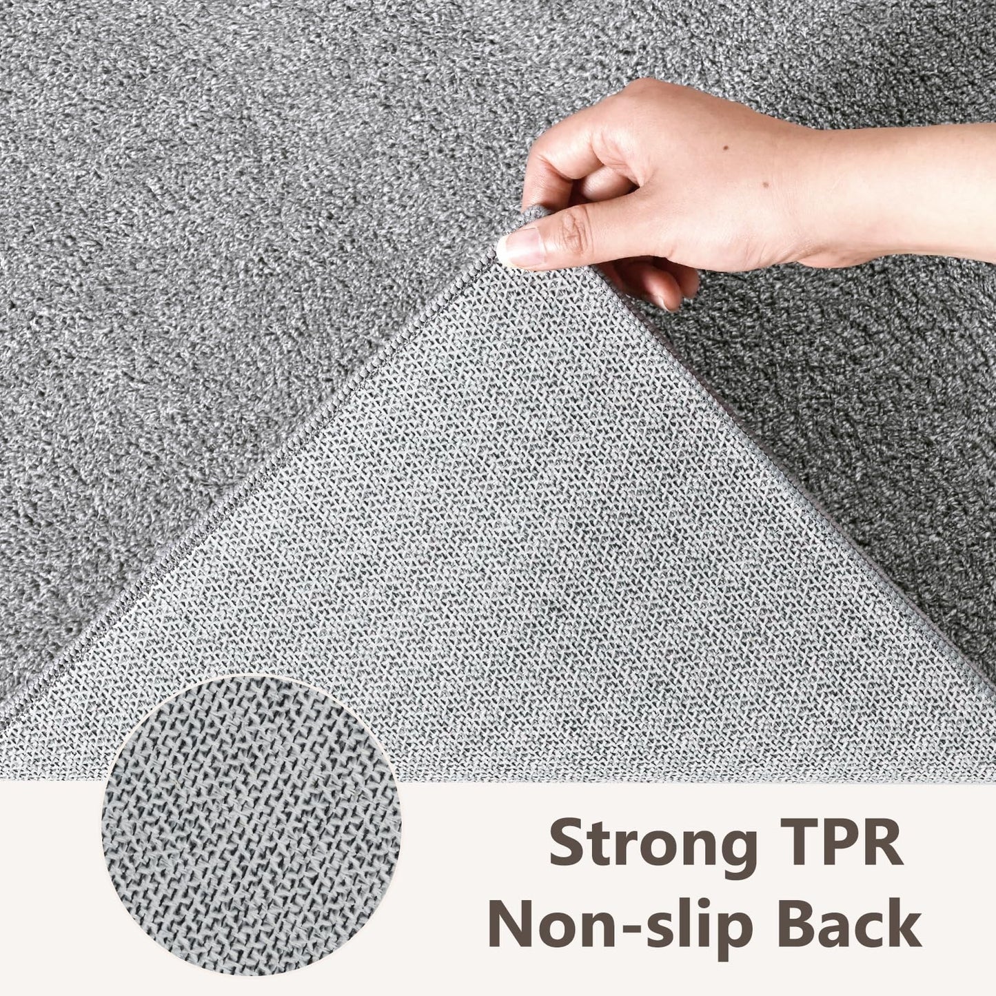 2x10 Washable Runner Rug for Hallway Kitchen Bedroom, Low-Pile Non-Slip Thin Area Rug for Entryway Bathroom, Indoor Carpet for Bedside Laundry Living Room Home Decor (Grey)