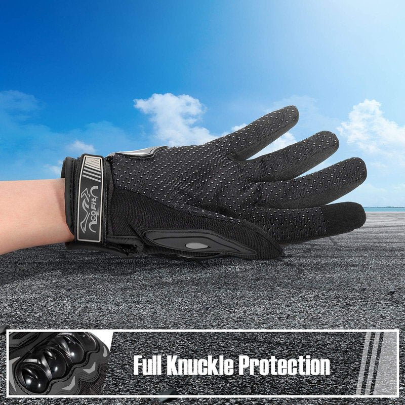 COFIT Motorcycle Gloves for Men and Women, Full Finger Touchscreen Motorbike Gloves for BMX ATV MTB Riding, Road Racing, Cycling, Climbing, Motocross - Black M