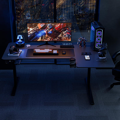 Acrolix 71" Reversiable L-Shaped Electric Standing Desk Adjustable Height Gaming Stand Up Corner Desk Sit Stand Home Office Computer Desk with Splice Board,Black Carbon Top