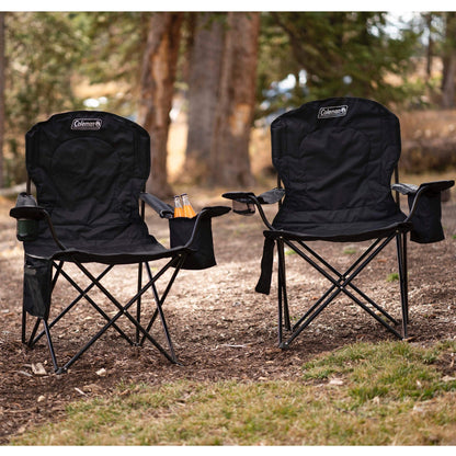 Coleman Portable Camping Chair with 4-Can Cooler, Cushioned Seat & Back with Side Pockets & Cup Holder, Carry Bag Included, Great for Camping, Tailgating, Firepits, Patio, & More
