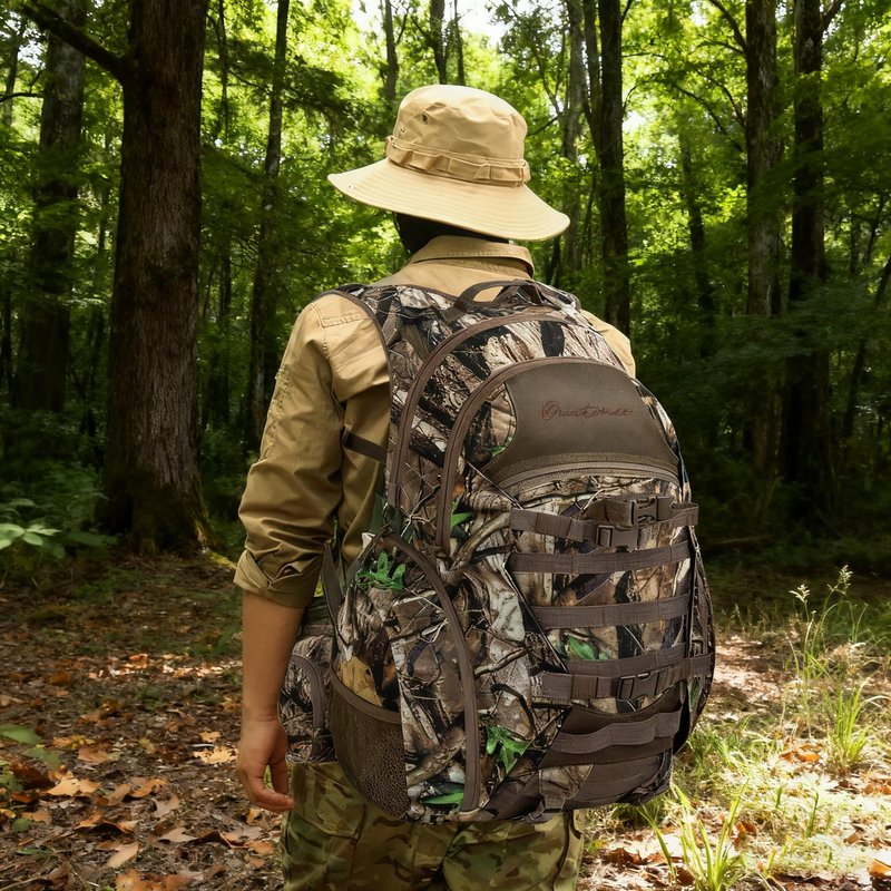 OUUTMEE Hunting Backpack with Waterproof Rain Cover, 35L Hunting Backpacks for Men, Durable Large Capacity Hunting Day Pack with Rifle Bow Holder