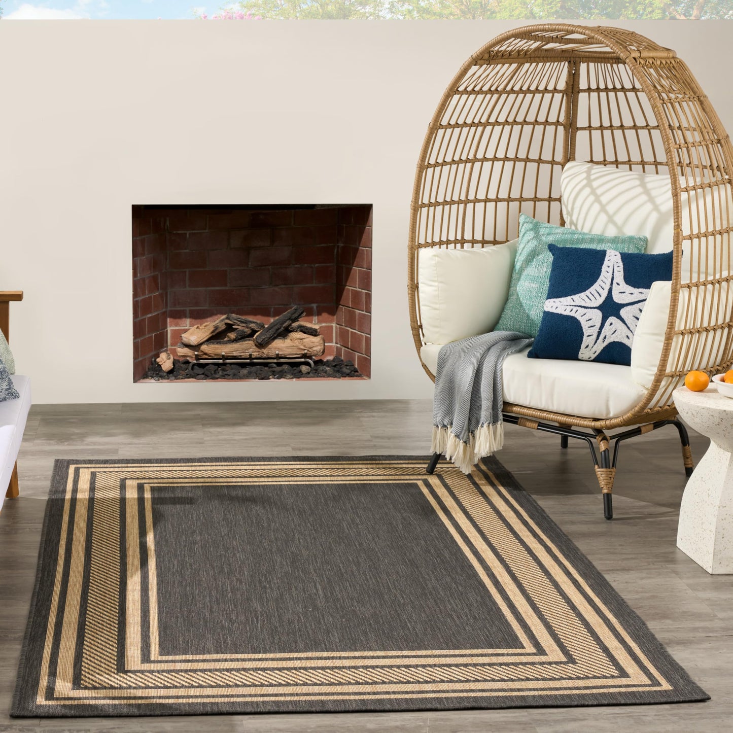 Nourison Home Horizon Indoor/Outdoor Charcoal 4' x 6' Area Rug - Easy Clean, Non Shedding, Bed Room, Living Room, Dining Room, Kitchen (4' x 6')