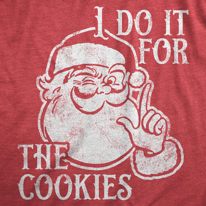 Mens I Do It for The Cookies T Shirt Funny Xmas Santa Claus Sweet Treat Lovers Tee for Guys Funny T Shirts Christmas Apparel for Men Cool Food Short Sleeve Red - for M