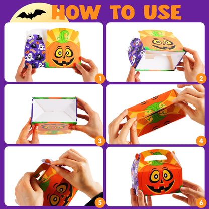 JOYIN 36 PCS Halloween Treat Boxes Candy Boxes Trick or Treat Cardboard Cookies Goodie Bags for Kids Halloween Party Favor Supplies, Classroom Exchange Goody Bags, Holiday Pastries, Cupcakes