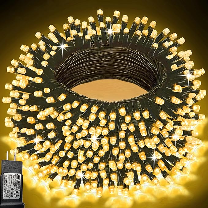 Pooqla Warm White Christmas Lights, 200 LED 66 ft Twinkle Fairy String Lights with for Indoor Outdoor Decor, 8 Modes Connectable Holiday Fairy Lights for Home Yard Patio Party Xmas Tree Decor