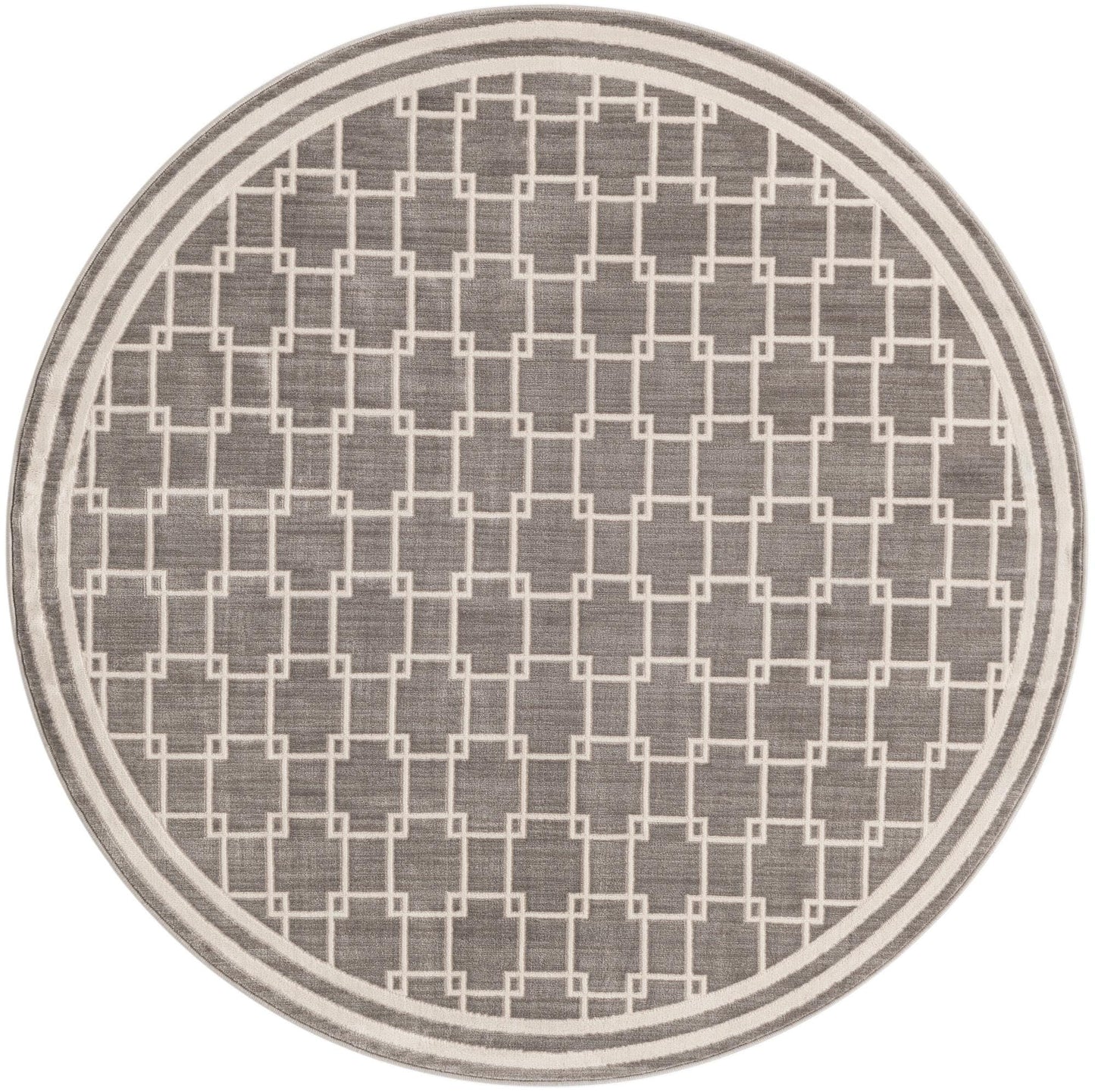 Rugs.com - Uptown Rug – 5 Ft Round Gray Easy-Clean Stain-Resistant Rug – Modern Geometric Design for Living Rooms, Bedrooms, and Entryways