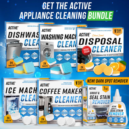 Dishwasher Cleaner and Deodorizer Tablets - 24 Pack ACTIVE Deep Cleaning Descaler for Dish Washer Machine - Heavy Duty Limescale, Grime, Calcium, Odour Remover, Natural, Septic-Safe - 12 Month Supply