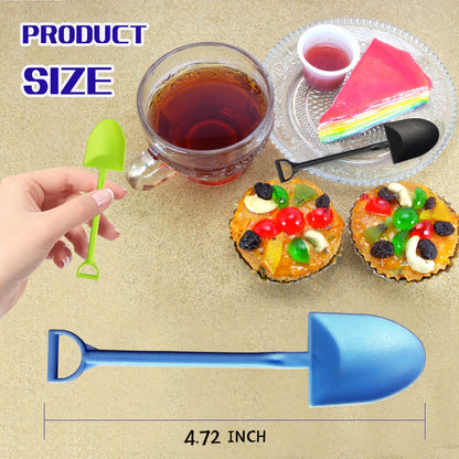 OaaXbbECco Novelty Mini Shovel Shape Spoons Cute Disposable Plastic Dessert Spoons