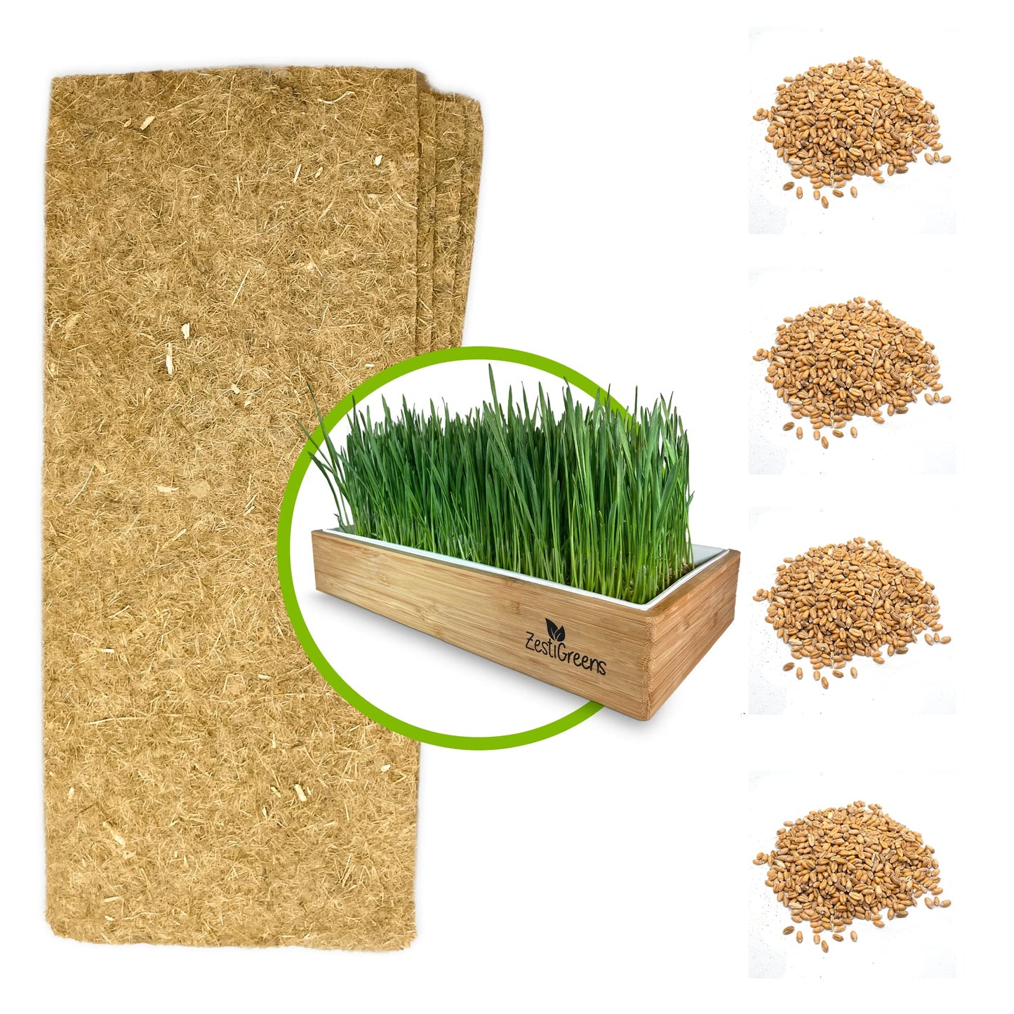 Cat Grass Refills for Self Watering Cat Grass Kit - 4 Mats and 4 Cat Grass Seed Packets (Refill Kit)