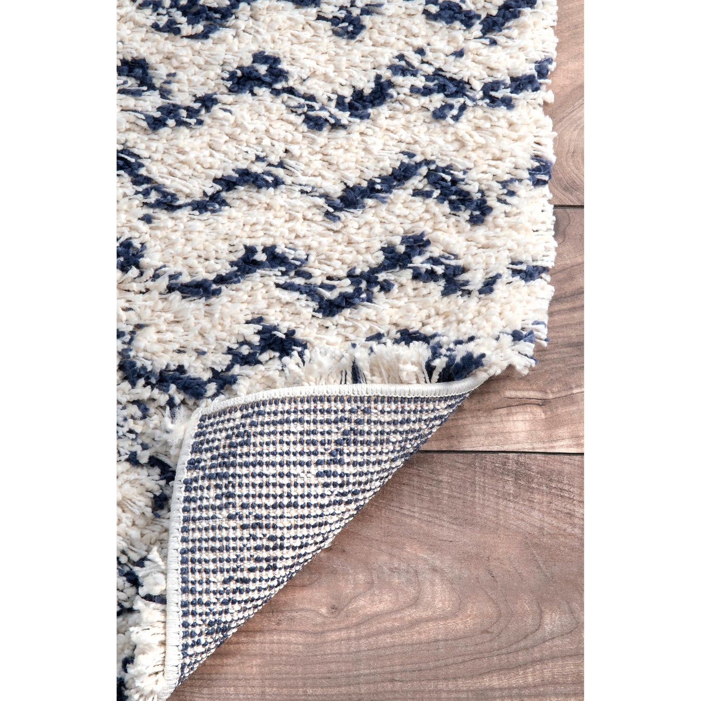 nuLOOM Cuellar Chevron Shag Area Rug, 4x6, Navy
