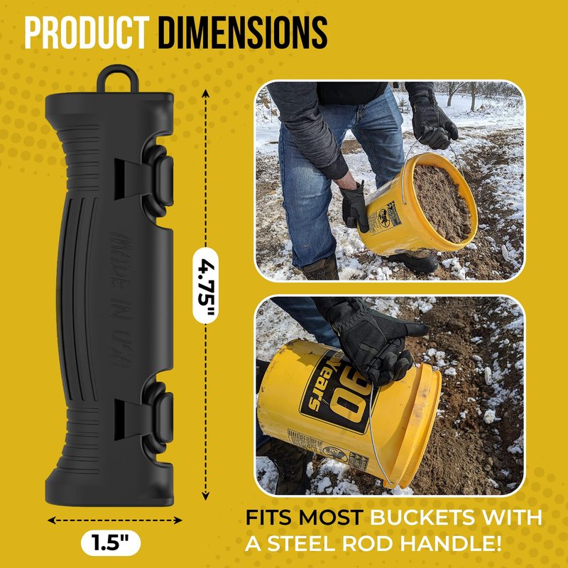 TEC Products HANDTEC Bucket Handle Grip - Ergonomic Rubber Handle Replacement for Construction, Farming, Gardening & DIY Projects - Non-Slip & Durable - Made in USA - Pack of 1 (4.75 x 1.5 Inches)