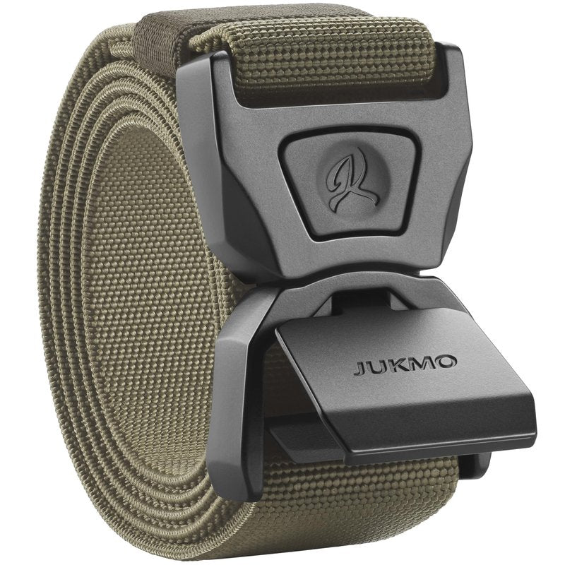 JUKMO Quick Release Tactical Belt, Military Work 1.5" Nylon Web Golf Belt with Heavy Duty Seatbelt Buckle (Coyote, Large-for Waist 42"-46" (Length 53"))