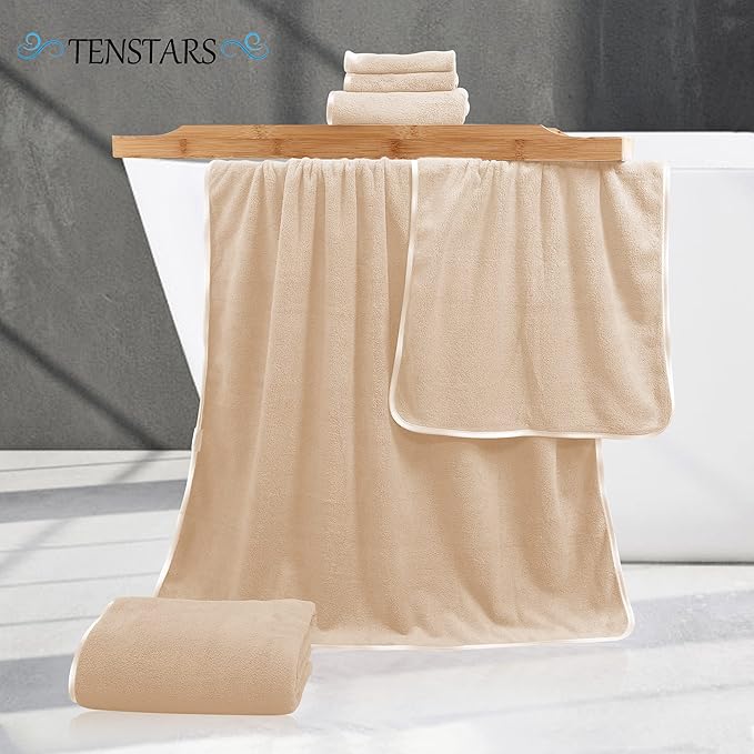 TENSTARS Luxury Silk Hemming Towel Set