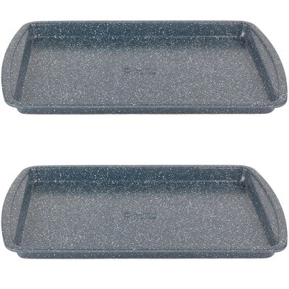 Russell Hobbs Nightfall Stone Baking Trays - Set of 2, 38cm Non-Stick Oven Tray, Lightweight, Oven Sheet for Biscuits, Cookies and Chips, Easy Clean, Durable Carbon Steel Bakeware, PFOA Free