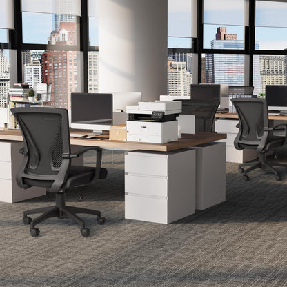 Furmax Office Chair Ergonomic Computer Desk Mesh Chair Mid Back Swivel Lumbar Support with Armrest (1, Black)