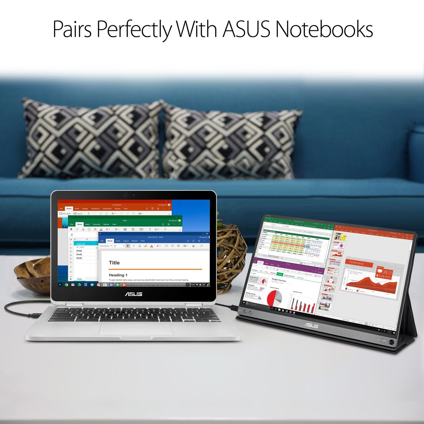 ASUS ZenScreen 16” Portable USB Monitor (MB169CK) - Full HD, IPS, Dual USB-C, Mini-HDMI, Eye Care, Flicker Free, Blue Light Filter, Anti-Glare Surface, 360° Kickstand, 3 yr Warranty