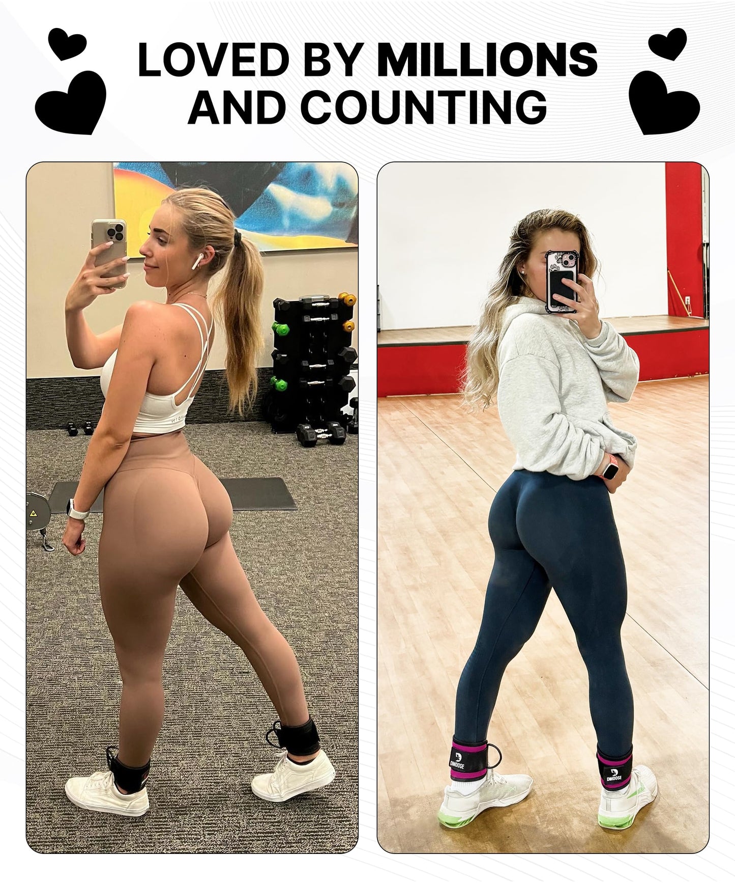 DMoose Ankle Strap for Cable Machine Attachments - Gym Ankle Cuff for Kickbacks, Glute Workouts, Leg Extensions, Curls, Booty Hip Abductors Exercise for Men Women