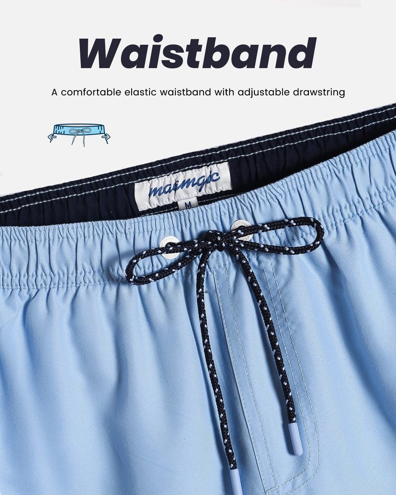 maamgic Mens Swim Trunks Quick Dry Swim Shorts with Mesh Lining Funny Swimwear Bathing Suits 7inch Solid Lake Blue Medium