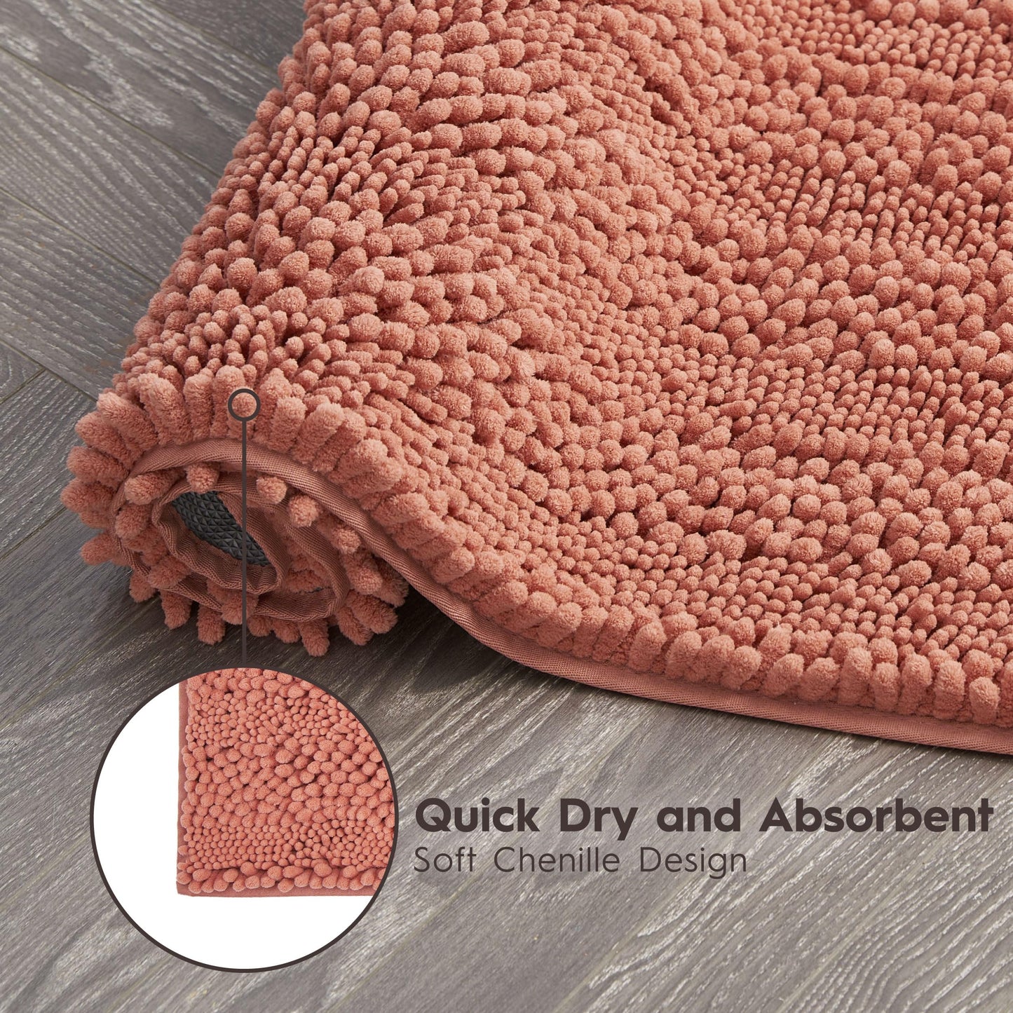 Laura Ashley – Astor Chenille Bath Mat | 100% Polyester | Premium Bathroom Décor | Machine Washable | TPR Backing | Measures 17” x 24” | Coral