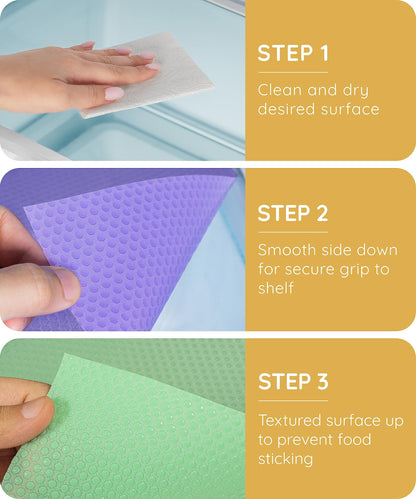 JULY HOME Refrigerator Shelf Liners, Fridge Organizers & Storage, Washable Fridge & Drawers Liners, Protects Against Spills, Slip Resistant (6 Pack, 17.7"x11.4")