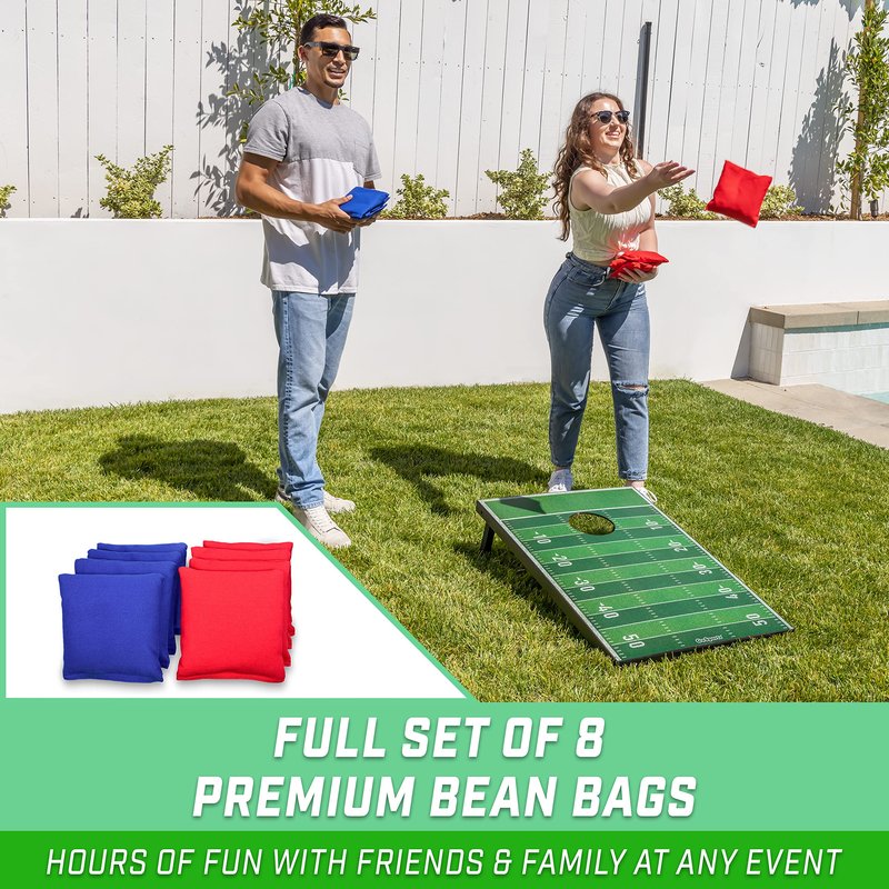 GoSports Classic Cornhole Set – Includes 8 Bean Bags, Travel Case and Game Rules (Choice of style)