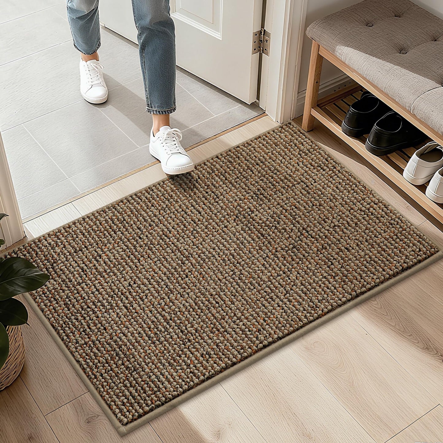 BEQHAUSE 2x3 Entryway Rug Indoor Door Mat Non-Slip Washable, Hallway Rugs Absorbent & Stain Resistant Hall Carpet Runner Rugs for Entryway, Front Door Floor Mats Laundry Room Rugs for Entry, Taupe