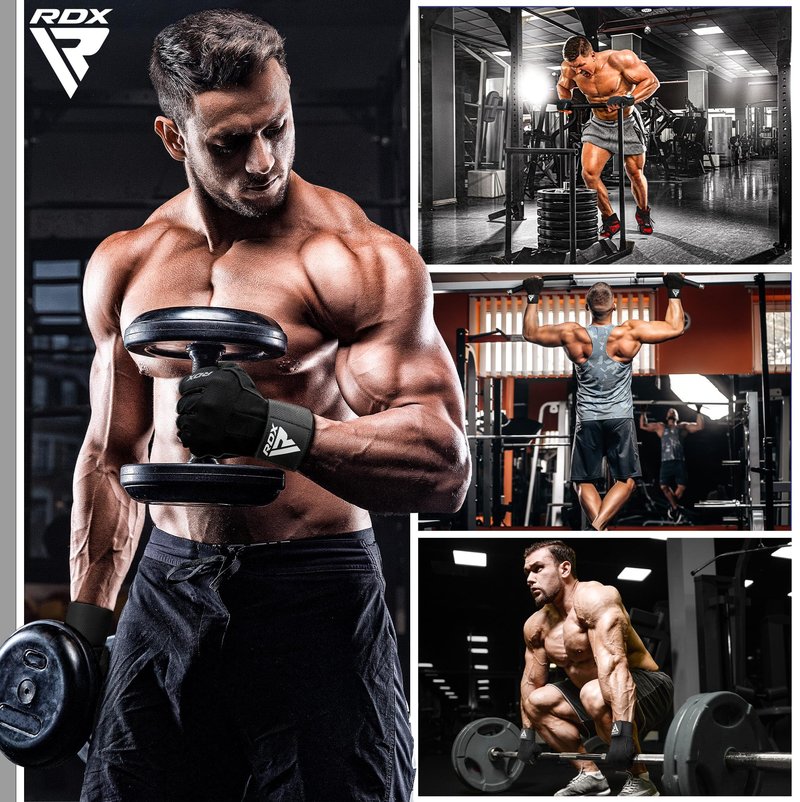 RDX Workout Gloves, 15-Inch Long Support Strap Anti Slip Palm Protection with 3 Wrist Alignment Plates, Powerlifting Deadlifting Bodybuilding Gym Fitness, Weight Lifting Exercise Training, Men Women