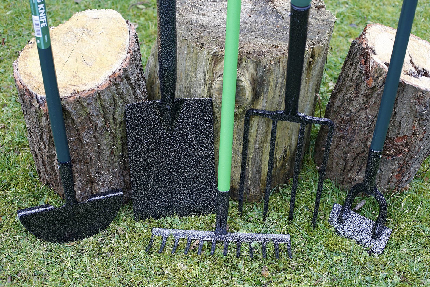 Set of 5 Gardening Tools, Shovel, Fork, Rake, Hoe, Edging Spade