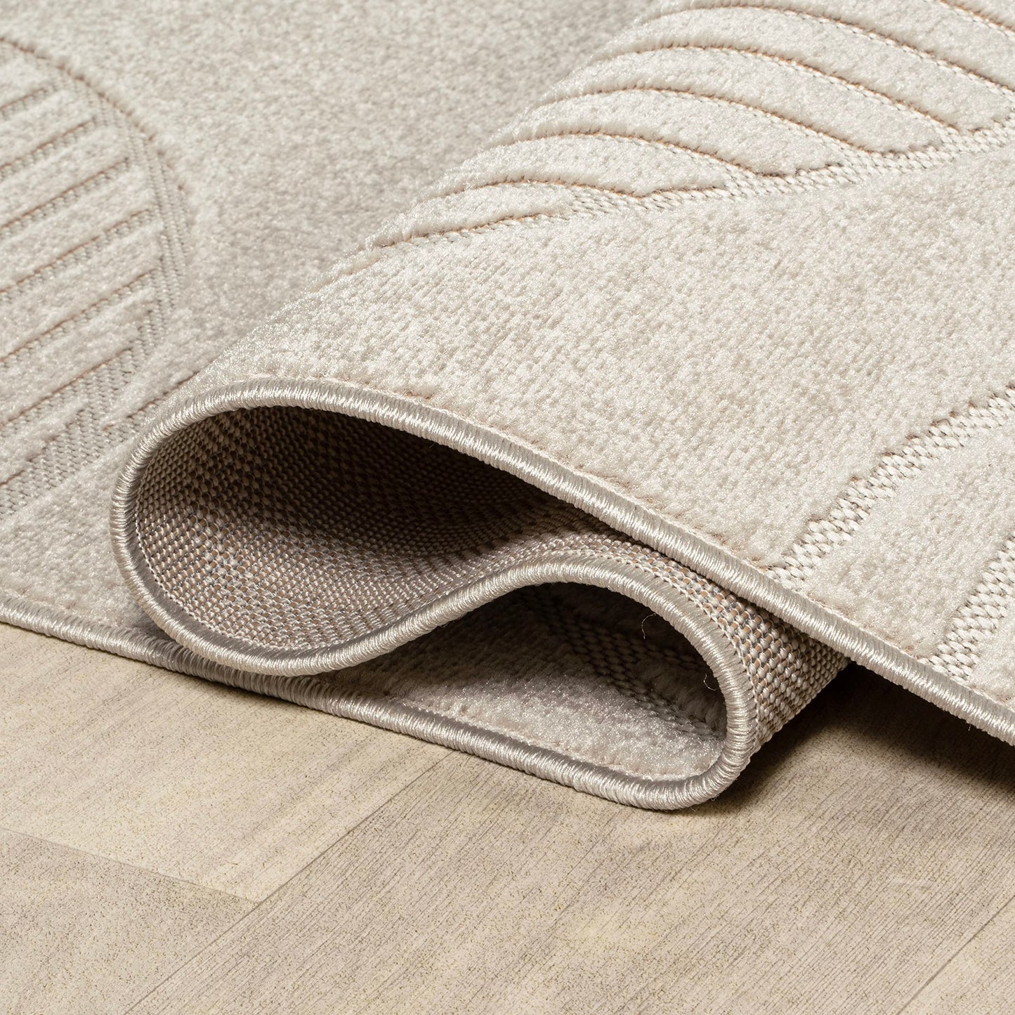 JONATHAN Y Nordby High-Low Arch Striped Ivory/Cream 5x5 Square Indoor/Outdoor Area Rug, Pet Friendly, Non-Shedding, Stain Resistant, Easy-Cleaning for Backyard, Patio (SCN104B-5SQ)