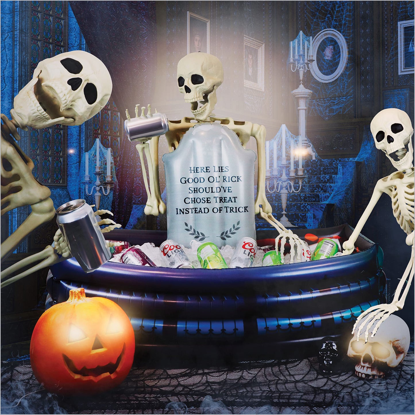 40" Inch Summerween Inflatable Outdoor Graveyard Halloween Candy Holder Bowl - Up to 120 Drink Beverage Cooler and Ice Chest Halloween Party - Inflables De Halloween Enfriador Candy Caldron