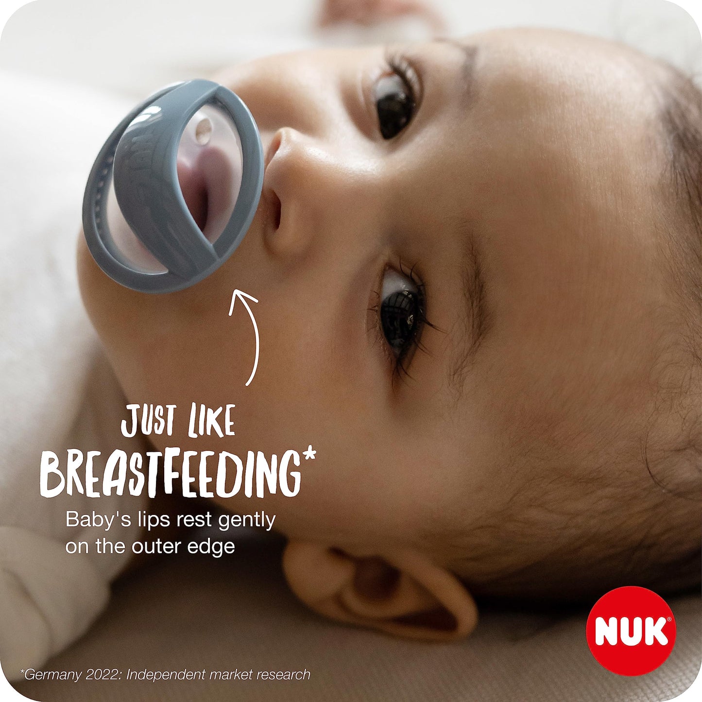 NUK MommyFeel Baby Dummy | 0-9 Months | Breastfeeding Friendly Soothers | BPA-Free Silicone | Blush & Sandstone | 2 Count