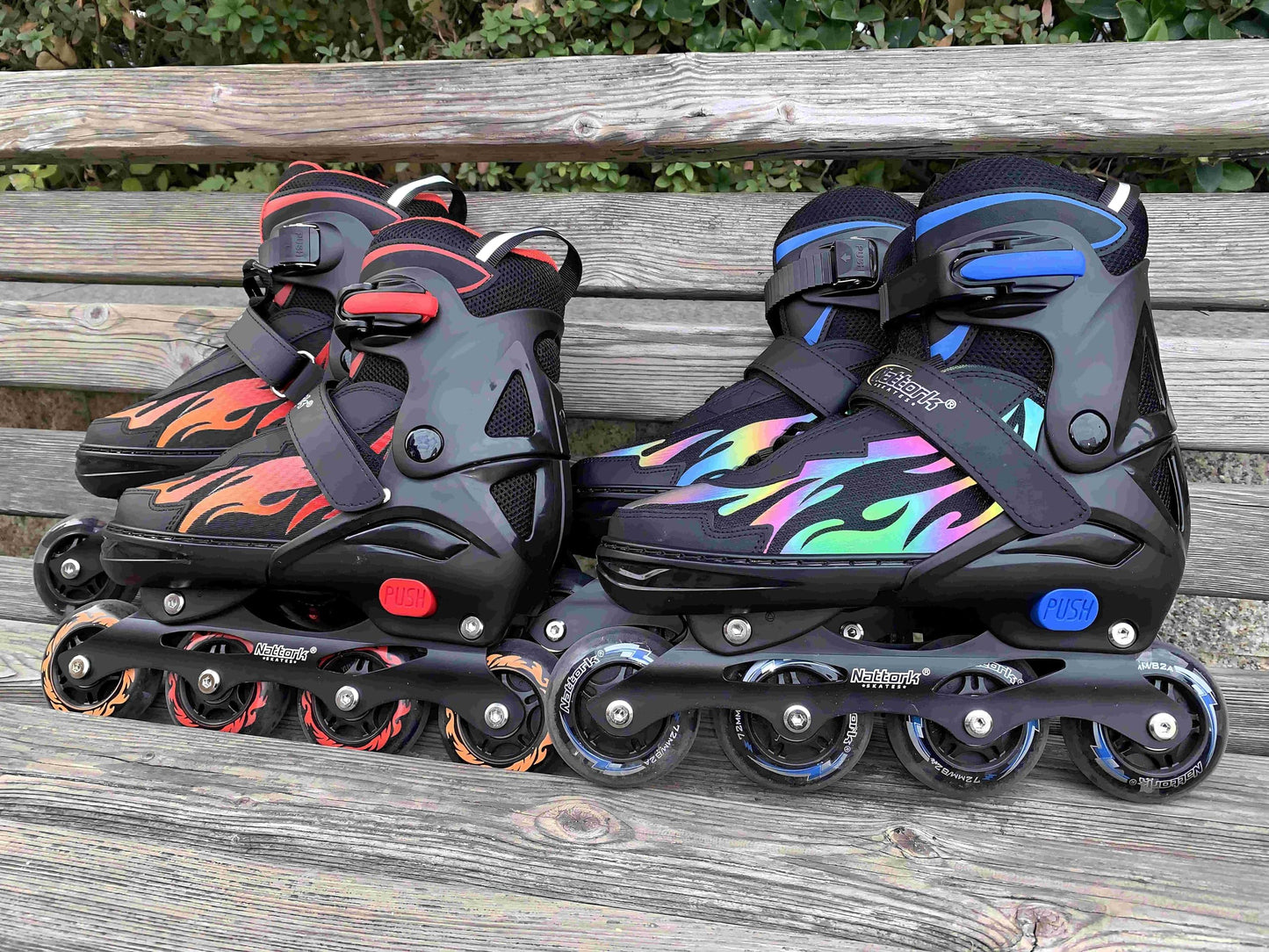 Nattork Adjustable Inline Skates for Kids and Teens, Indoor and Outdoor Blades Roller Skates with 8 Light Up Wheels for Boys Girls Youth Aged 6-16, Adult Beginners Lighting Style 7 8 9 10