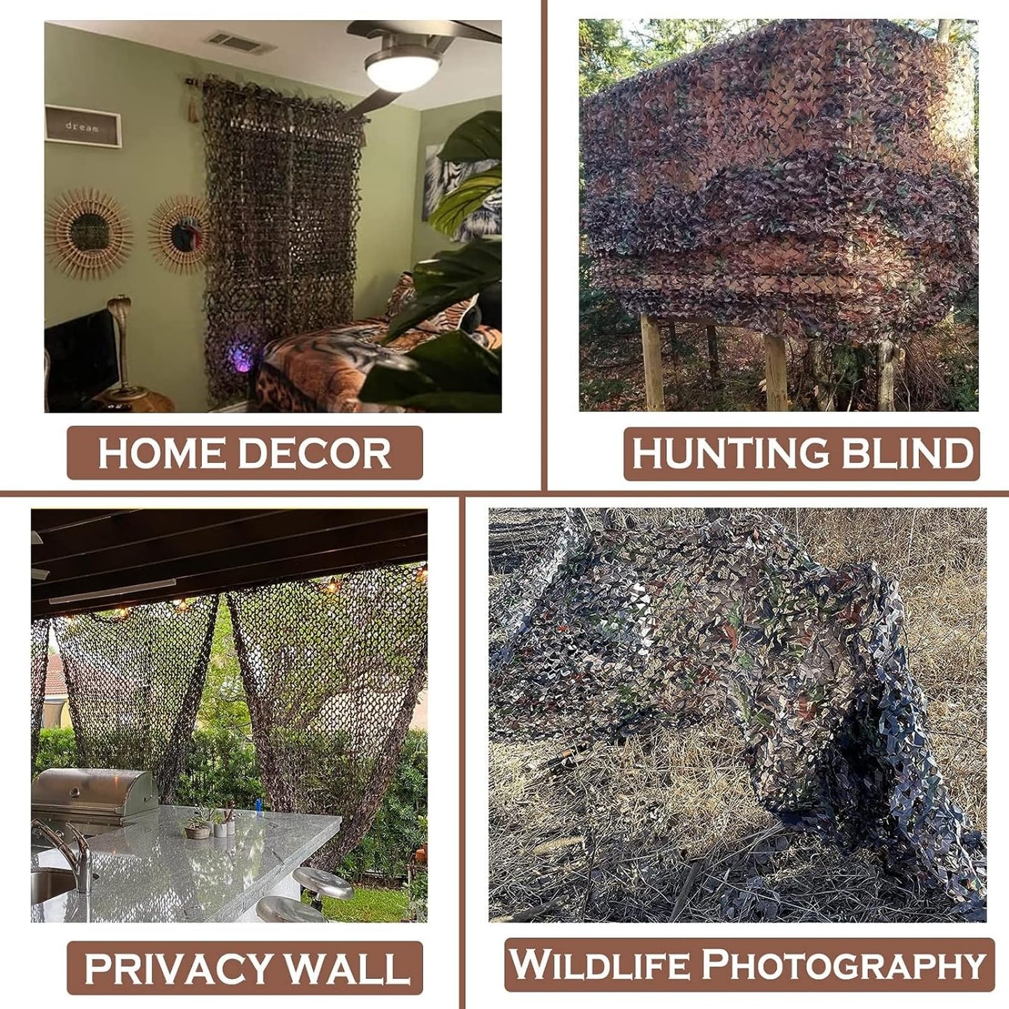 Yeacool Camo Netting Mesh Camouflage Netting Military Surplus Hunting Blind Net for Camping Military Theme Party Decor Backdrop Sunshade Car Cover Shooting (Camo Bionic Leaves,9.8ftx19.7ft, 3m*6m)