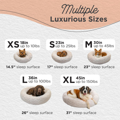 Best Friends by Sheri The Original Calming Donut Cat and Dog Bed in Lux Fur Oyster, Small 23x23