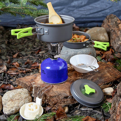 MalloMe Camping Cookware Mess Kit for Backpacking Gear – Camping Cooking Set - Camping's Pots and Pans Set - Backpacking Stove/Portable Stove Compatible - Camp Kitchen Equipment Accessories 1L Pot