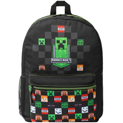 Minecraft Backpack for Kids Teenagers Gaming Rucksack School Bag Creeper Daypack Travel Bag for Days Out PE Sports Gamer Gifts (Black)