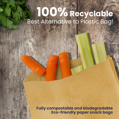 Fit Meal Prep 1000 Pack Paper Sandwich Bags 7 x 6”, Greaseproof Snack Bags, Unbleached Pastry Bag, Recyclable Small Brown Paper Bags, Cookie Sleeves, Food Packing for Bakery, Donuts