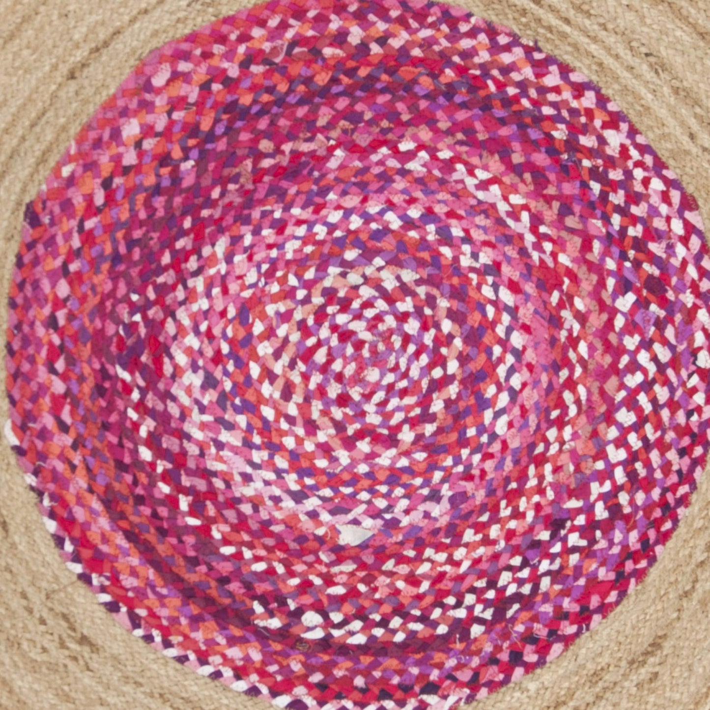 SAFAVIEH Cape Cod Collection Area Rug - 6' Round, Pink & Natural, Handmade Boho Fringe Jute & Cotton, Ideal for High Traffic Areas in Living Room, Bedroom (CAP701U)