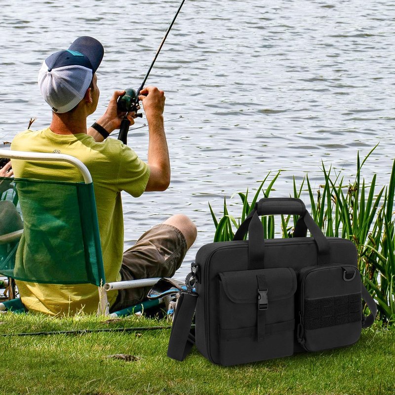 Rexmica Fishing Reel Case for Spinning Reels, Fly Fishing Reels, Baitcaster Fishing Reels, Fishing Reel Storage Bag with Multiple Pockets and Dividers, Fishing Gear Bag for Fishing Trip/Daily Storage
