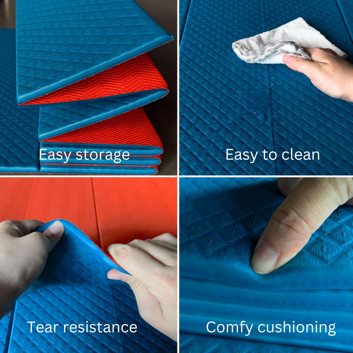 Feetlu Foldable Yoga Exercise Mat, 6mm/8mm/10mm/12mm Thickness, 72 x 24 Inch - Lightweight, Anti-Slip, and Easy to Store for Yoga, Pilates, Home Workouts, and Floor Exercises (Teal/Orange 6mm)