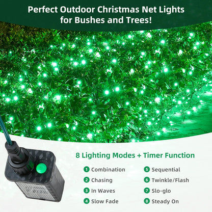 Led Net Lights Christmas Lights Outdoor Green Christmas Net Lighting with 121Led Mini Globe Light 5ftx5ft, Outdoor Indoor Fairy Mesh Net Lighting for Christmas Trees, Bushes, Shrubs Decorations