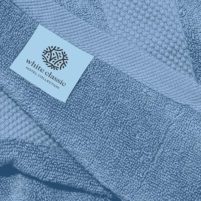 White Classic Luxury Light Blue Hand Towels