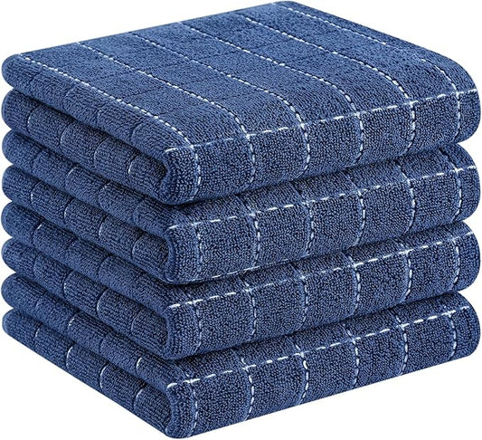 Homaxy 100% Cotton Terry Kitchen Towels, Checkered Designed, Soft and Super